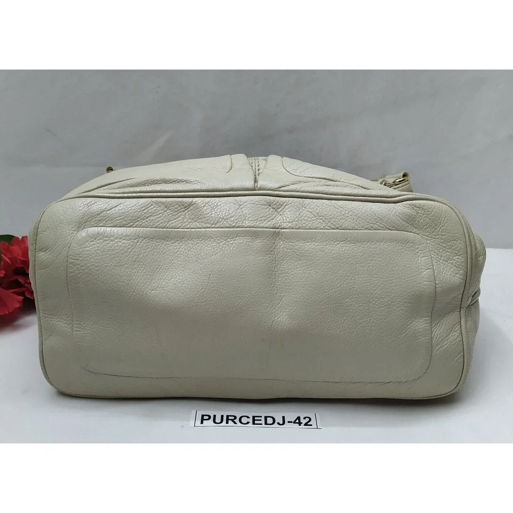 Marc By Marc Jacobs Off-White Leather Turnlock Pockets Zipper Hobo Shoulder Bag